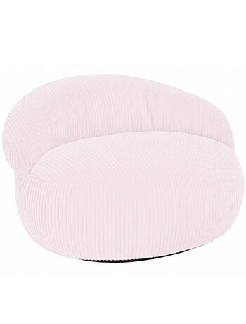 Pouf XXL déhoussable en velours côtelé 110 x 100 cm + repose-pieds