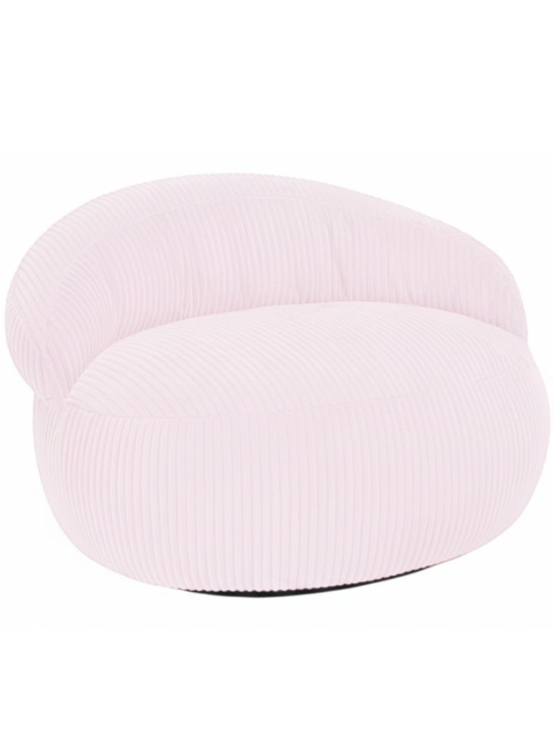 Pouf XXL déhoussable en velours côtelé 110 x 100 cm + repose-pieds Rose pâle - Kiabi