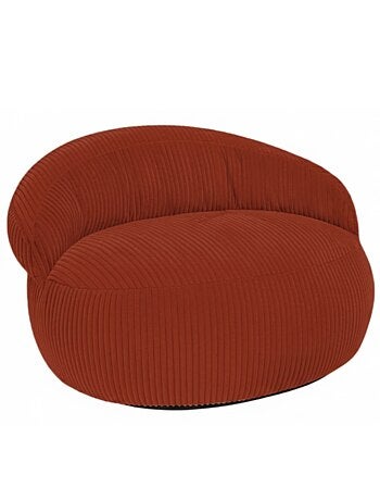 Pouf XXL déhoussable en velours côtelé 110 x 100 cm + repose-pieds
