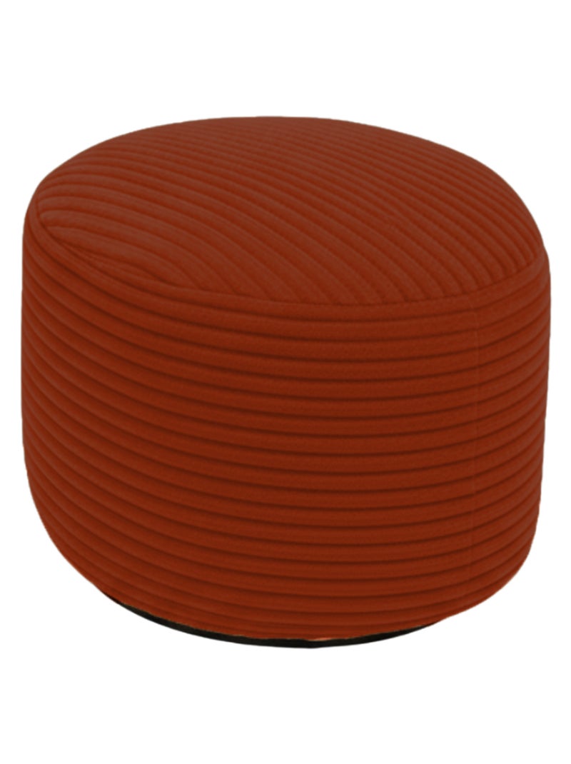 Pouf XXL déhoussable en velours côtelé 110 x 100 cm + repose-pieds Rouge brique - Kiabi