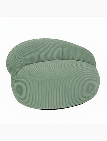 Pouf XXL déhoussable en velours côtelé 110 x 100 cm + repose-pieds