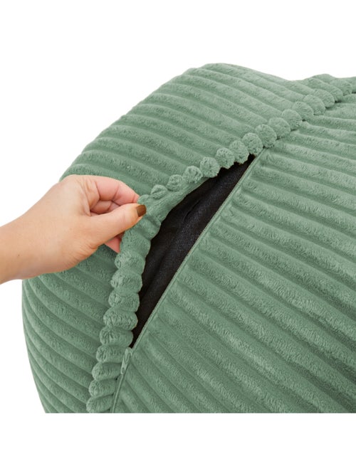 Pouf XXL déhoussable en velours côtelé 110 x 100 cm + repose-pieds - Kiabi Pouf XXL déhoussable en velours côtelé 110 x 100 cm + repose-pieds - Kiabi