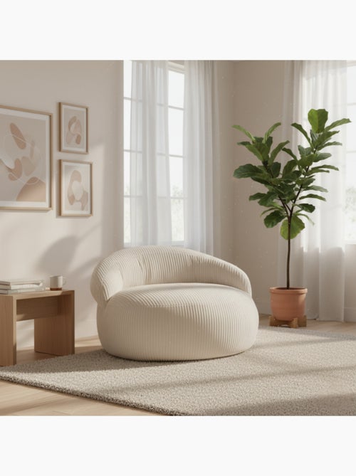 Pouf XXL déhoussable en velours côtelé BANANAIR 110 x 100 cm - Kiabi
