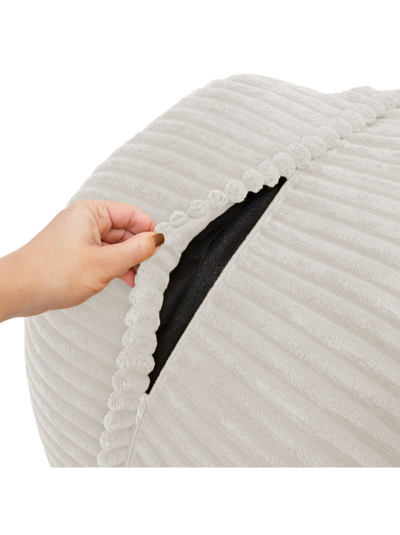 Pouf XXL déhoussable en velours côtelé BANANAIR 110 x 100 cm Beige - Kiabi