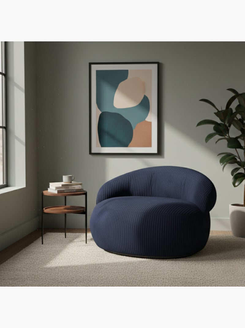 Pouf XXL déhoussable en velours côtelé BANANAIR 110 x 100 cm Bleu foncé - Kiabi