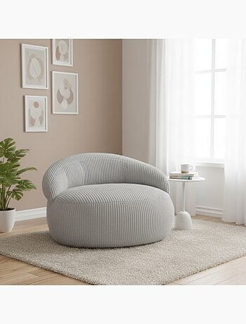 Pouf XXL déhoussable en velours côtelé BANANAIR 110 x 100 cm