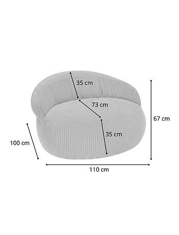 Pouf XXL déhoussable en velours côtelé BANANAIR 110 x 100 cm
