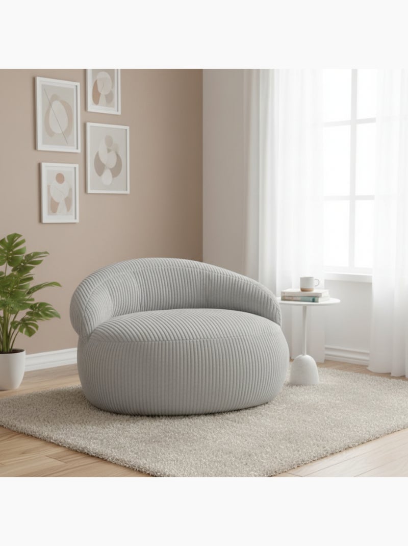 Pouf XXL déhoussable en velours côtelé BANANAIR 110 x 100 cm Gris clair - Kiabi