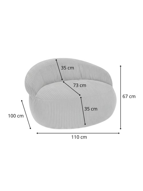 Pouf XXL déhoussable en velours côtelé BANANAIR 110 x 100 cm - Kiabi