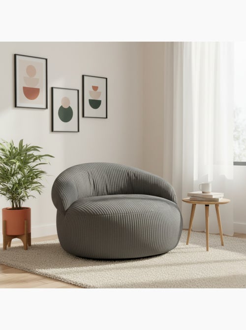 Pouf XXL déhoussable en velours côtelé BANANAIR 110 x 100 cm - Kiabi Pouf XXL déhoussable en velours côtelé BANANAIR 110 x 100 cm - Kiabi