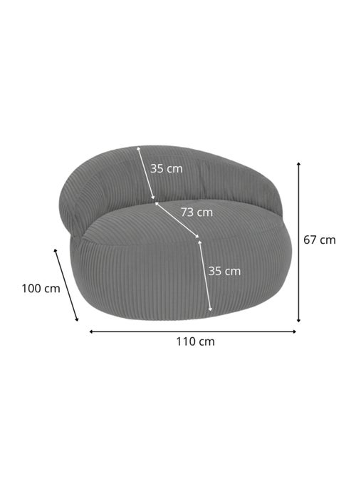 Pouf XXL déhoussable en velours côtelé BANANAIR 110 x 100 cm - Kiabi Pouf XXL déhoussable en velours côtelé BANANAIR 110 x 100 cm - Kiabi