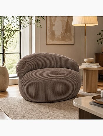 Pouf XXL déhoussable en velours côtelé BANANAIR 110 x 100 cm