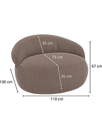 Pouf XXL déhoussable en velours côtelé BANANAIR 110 x 100 cm