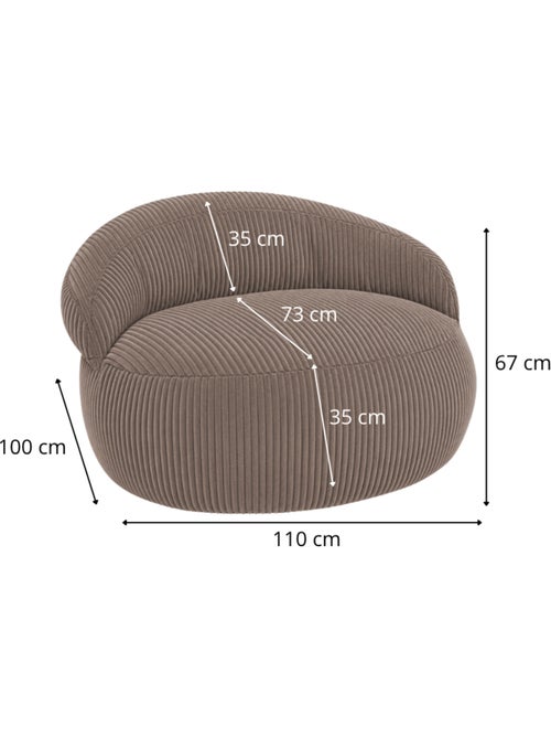 Pouf XXL déhoussable en velours côtelé BANANAIR 110 x 100 cm - Kiabi