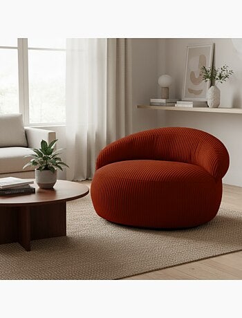 Pouf XXL déhoussable en velours côtelé BANANAIR 110 x 100 cm