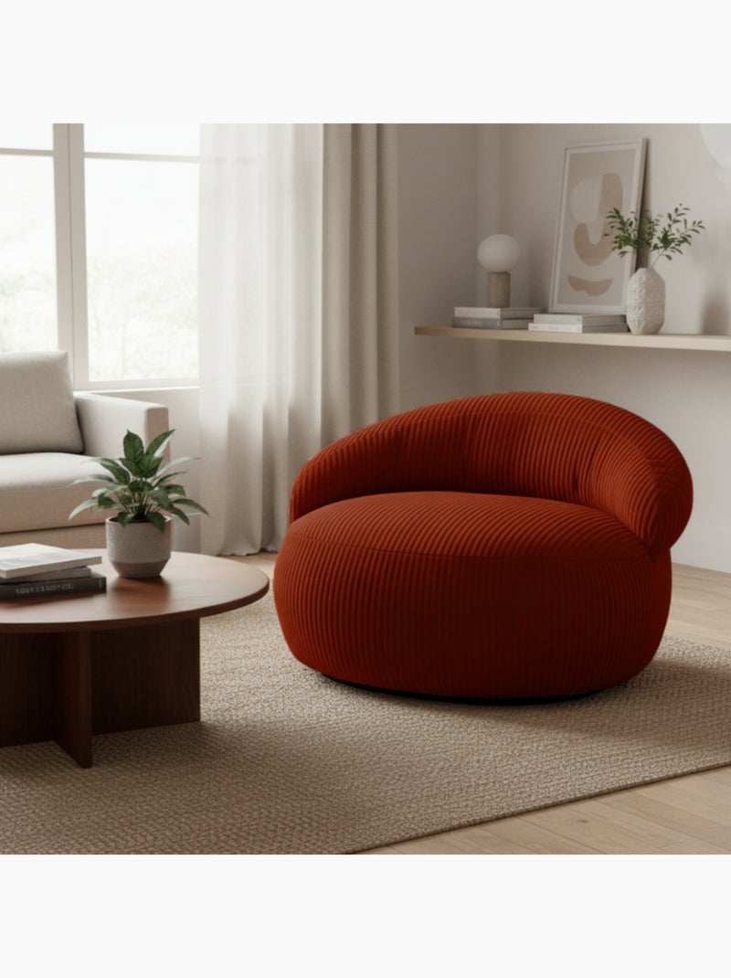 Pouf XXL déhoussable en velours côtelé BANANAIR 110 x 100 cm Rouge brique - Kiabi