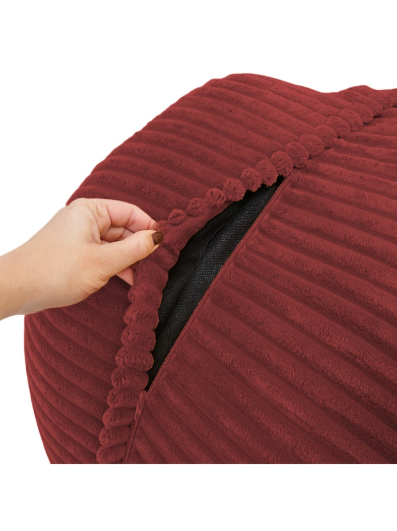 Pouf XXL déhoussable en velours côtelé BANANAIR 110 x 100 cm Rouge brique - Kiabi