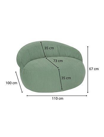 Pouf XXL déhoussable en velours côtelé BANANAIR 110 x 100 cm