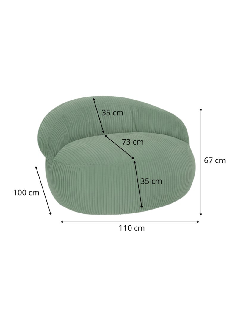 Pouf XXL déhoussable en velours côtelé BANANAIR 110 x 100 cm Vert forêt - Kiabi