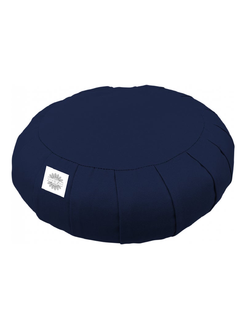 Pouf, zafu, coussin de méditation, yoga - Rond - 38 x 38 x 13 cm - Vivezen Bleu - Kiabi
