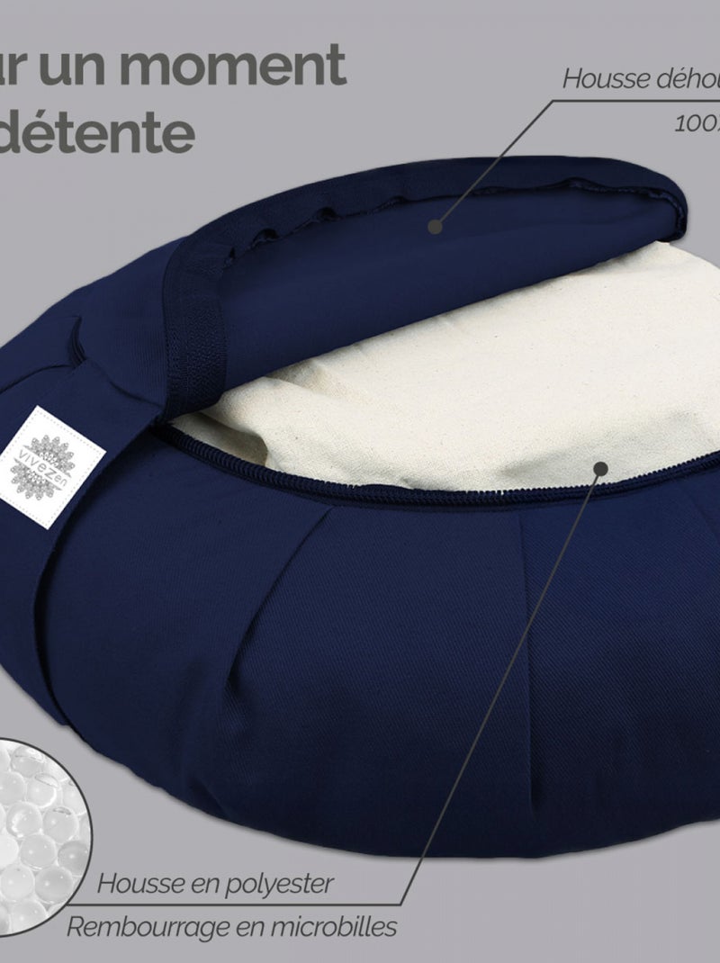 Pouf, zafu, coussin de méditation, yoga - Rond - 38 x 38 x 13 cm - Vivezen Bleu - Kiabi