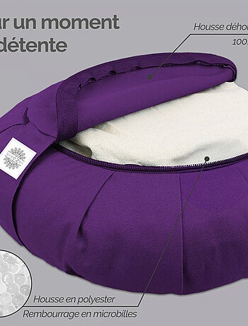 Pouf, zafu, coussin de méditation, yoga - Rond - 38 x 38 x 13 cm - Vivezen
