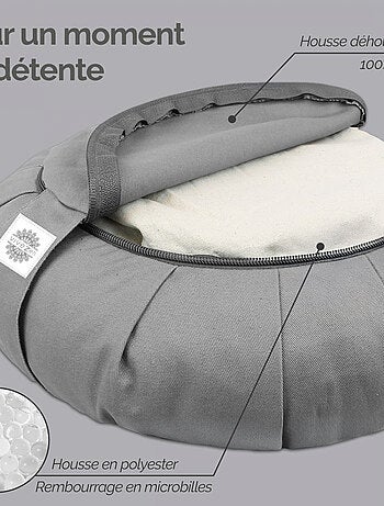 Pouf, zafu, coussin de méditation, yoga - Rond - 38 x 38 x 13 cm - Vivezen