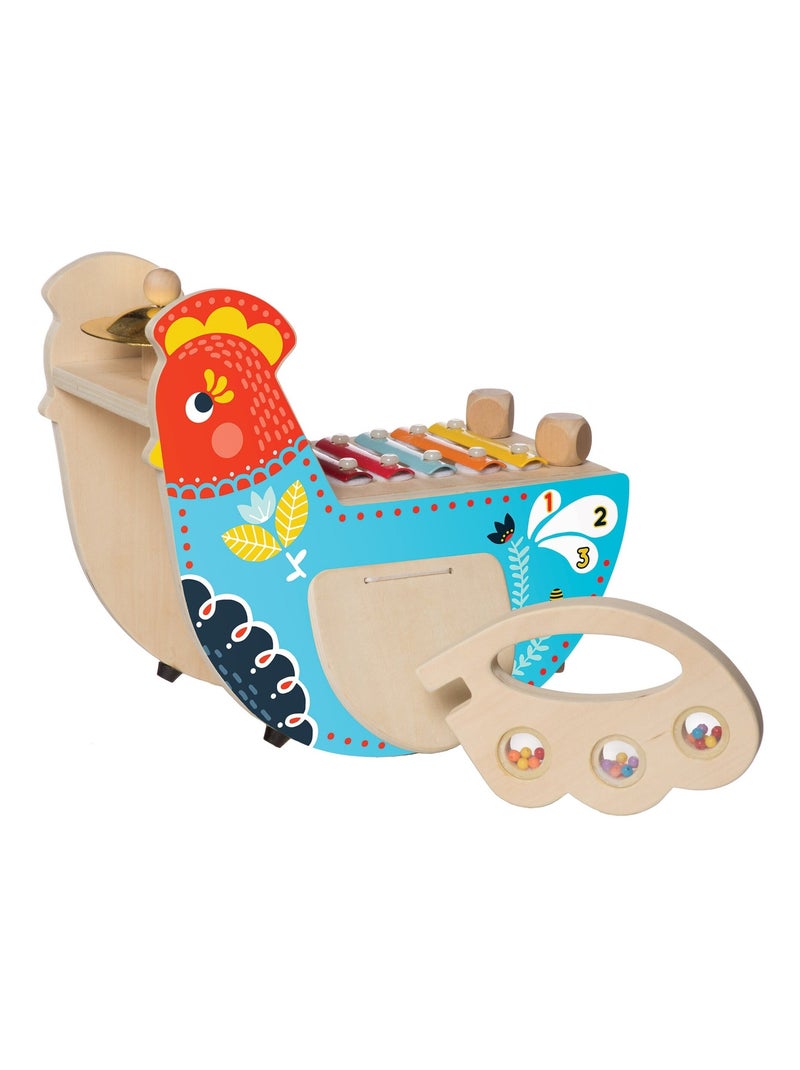 Poule musicale en bois Bleu - Kiabi