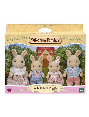 Poupée - sylvanian families - la famille lapin crème - articulée et habillée avec soin