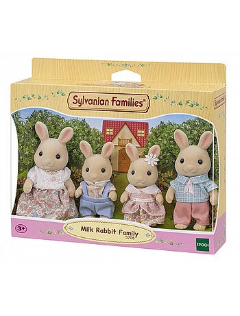 Poupée - sylvanian families - la famille lapin crème - articulée et habillée avec soin