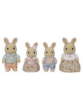 Poupée - sylvanian families - la famille lapin crème - articulée et habillée avec soin