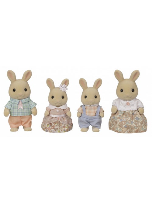 Poupée - sylvanian families - la famille lapin crème - articulée et habillée avec soin - Kiabi