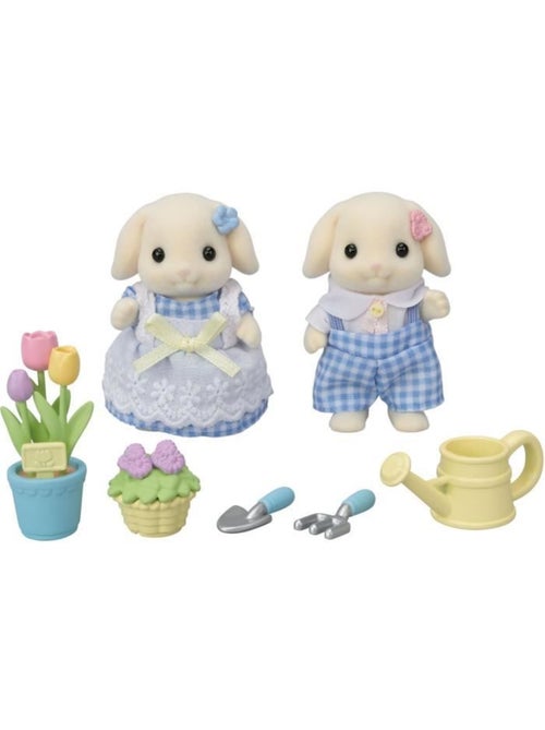 Poupée - sylvanian families - le frère et la sœur lapin bélier - jardinage - articulés - multicolore - Kiabi