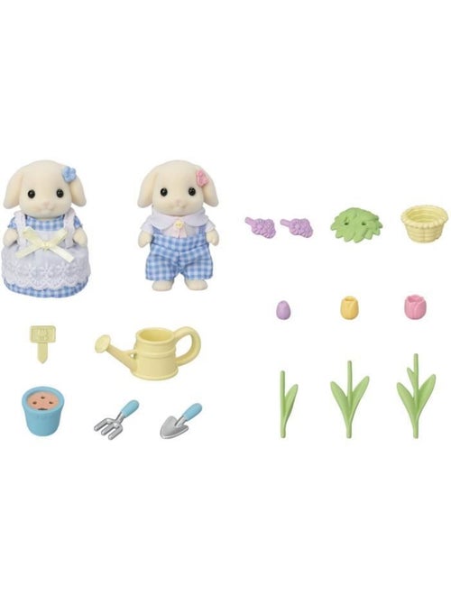 Poupée - sylvanian families - le frère et la sœur lapin bélier - jardinage - articulés - multicolore - Kiabi