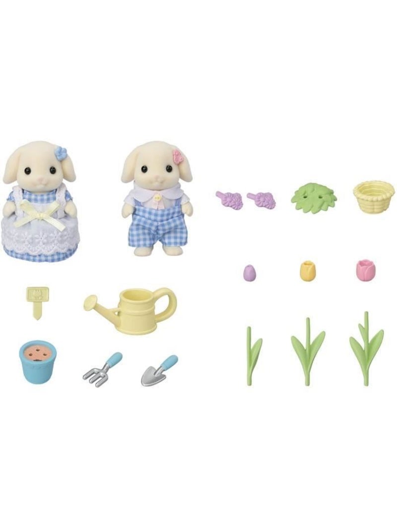Poupée - SYLVANIAN FAMILIES - Le frère et la sœur Lapin Bélier - Jardinage - Articulés - Multicolore Jaune - Kiabi