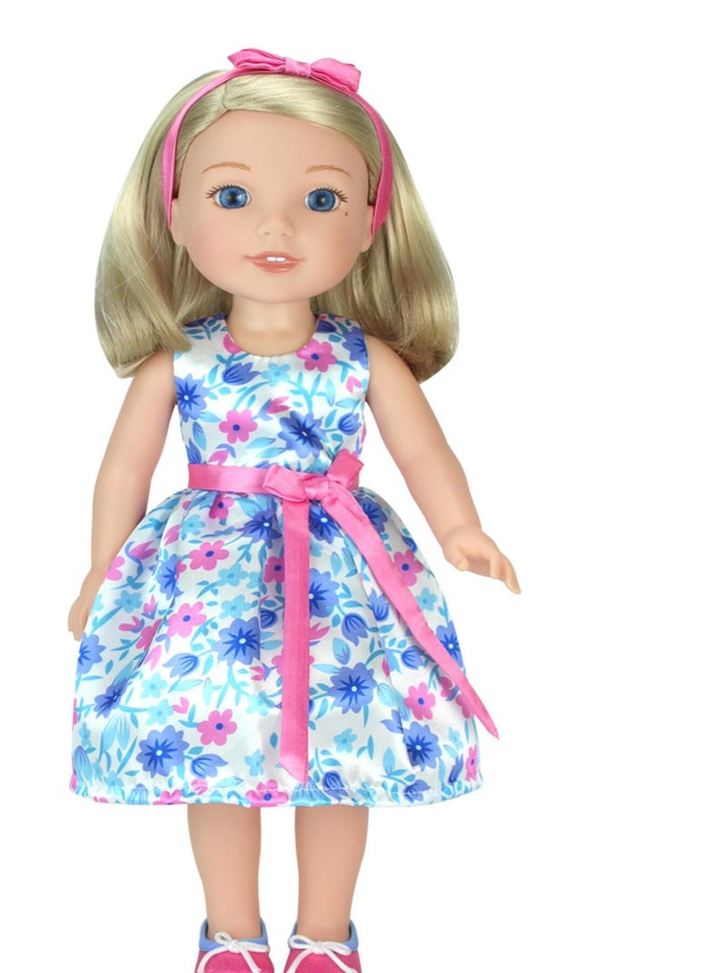 Poupée 14,5" - Robe de soirée en satin, nœud à cheveux et ballerines N/A - Kiabi