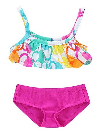 Poupee 18" - Bikini à Bulles, Boogie Board, Ballon de Plage, Eau et Lotion Solaire