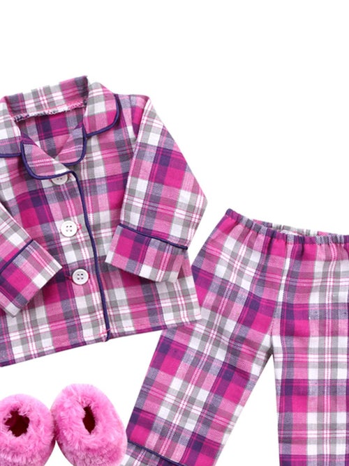 Poupee 18" - Ensemble pyjama et pantoufles en flanelle - Kiabi