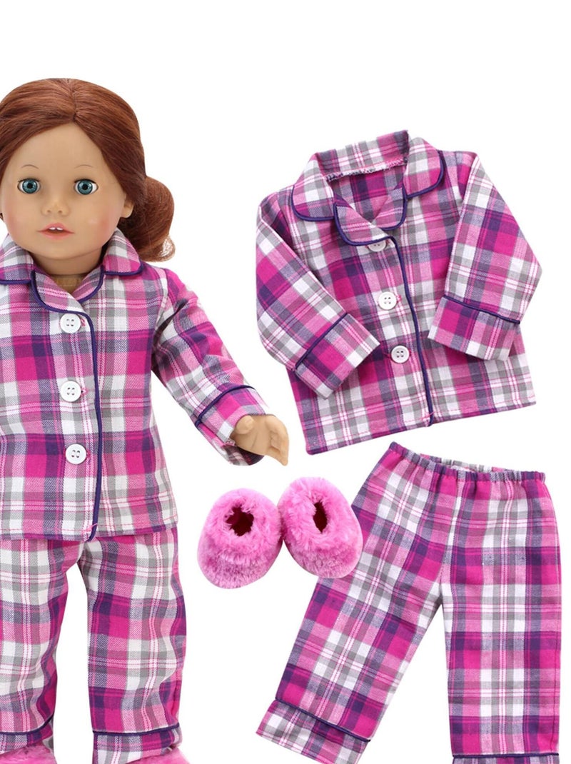 Poupee 18" - Ensemble pyjama et pantoufles en flanelle N/A - Kiabi