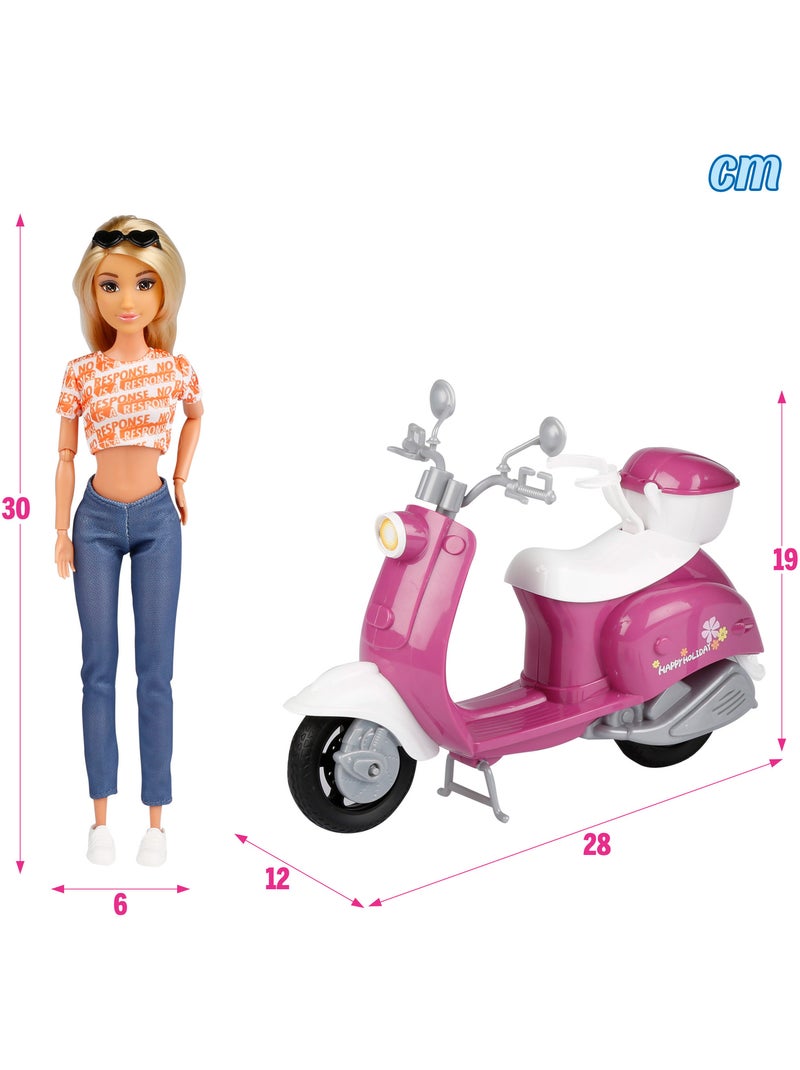 Poupée avec scooter et accessoires isabella N/A - Kiabi