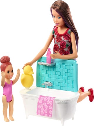 Poupée Barbie - Coffret Babysitter - Heure Du Bain - Mattel