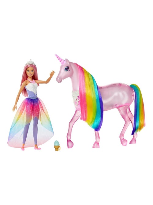 Poupée Barbie Dreamtopia : Princesse et licorne lumières magiques - Kiabi