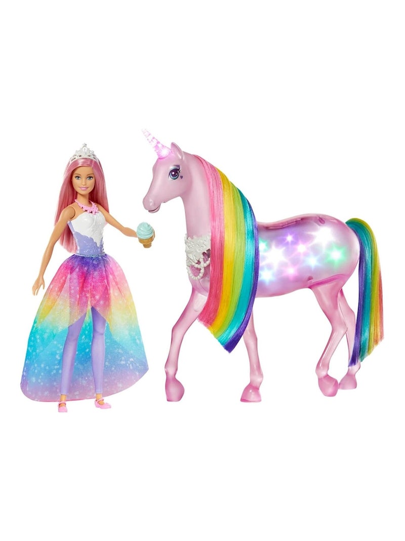 Poupée Barbie Dreamtopia : Princesse et licorne lumières magiques Multicolore - Kiabi