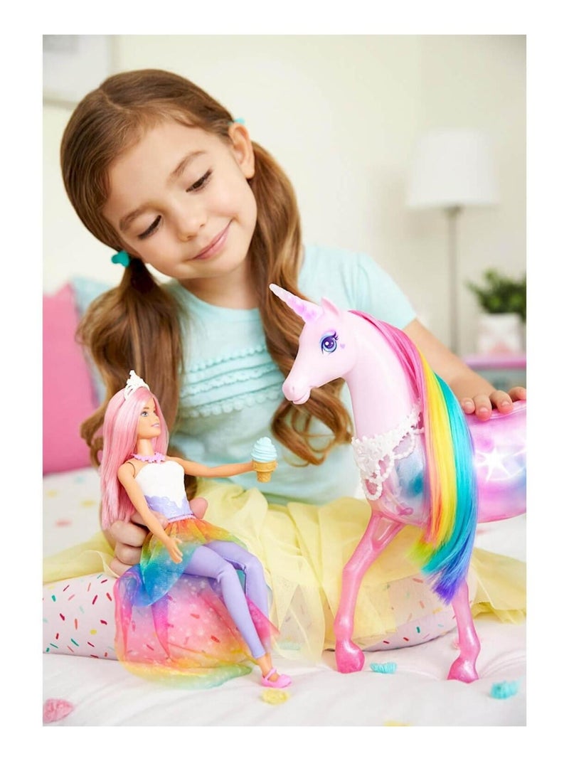 Poupée Barbie Dreamtopia : Princesse et licorne lumières magiques Multicolore - Kiabi