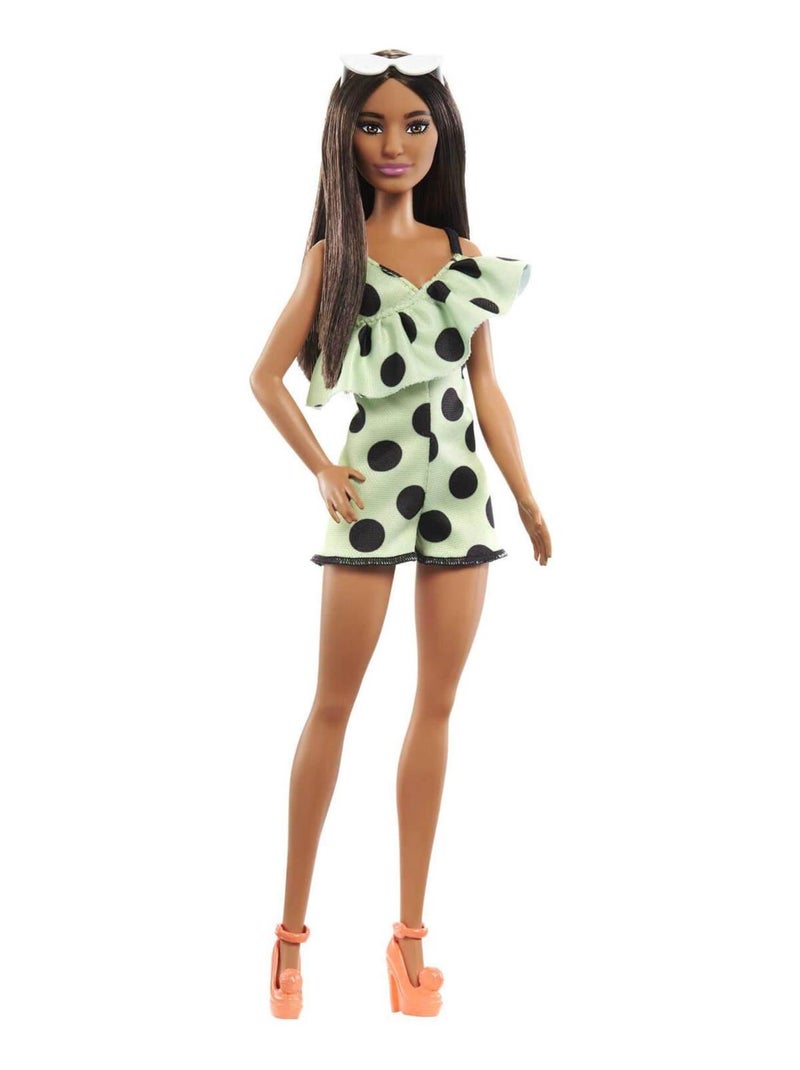 Poupée Barbie Fashionistas : Brune, combinaison verte Multicolore - Kiabi
