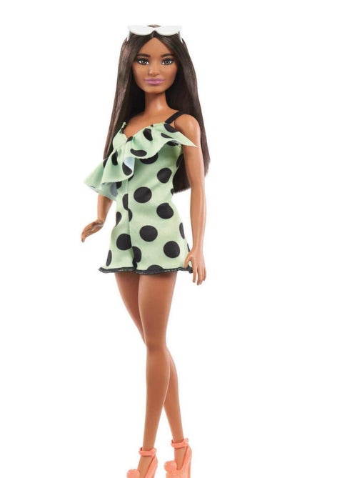 Poupée Barbie Fashionistas : Brune, combinaison verte - Kiabi