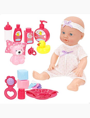 Poupée bébé de 32 cm avec accessoires + 24 mois colorbaby's