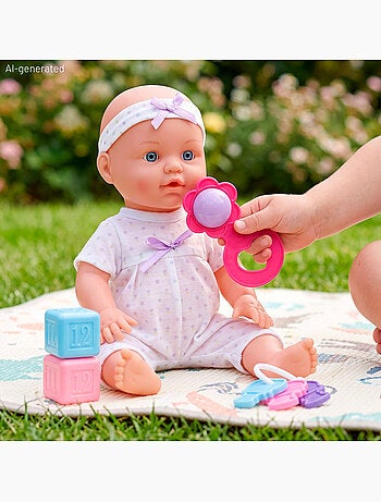 Poupée bébé de 32 cm avec accessoires + 24 mois colorbaby's