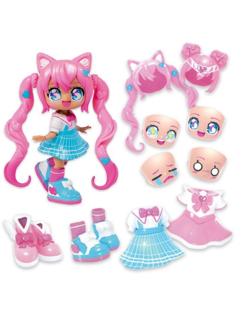 Poupée personalisable - bandai - animakii - hea26352 - magicienne et ecolière Rose - Kiabi