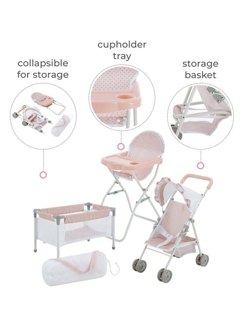 Poupée Station de Nurserie 3pcs Lit Bebe Chaise Haute et Poussette - Kiabi